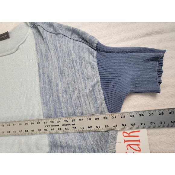 Wooden Ships Womens Light Blue Colorblock Boat Neck Knit Poncho Sweater M/L - Picture 6 of 9